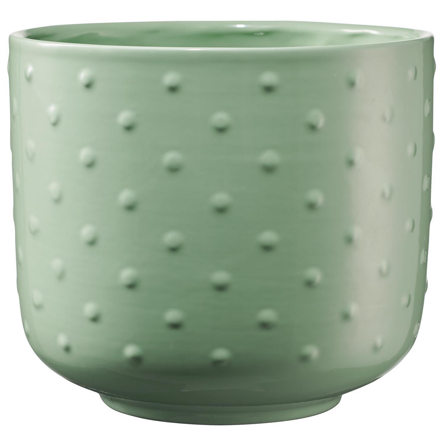 SK Pottery 4.7 in. H X 5.1 in. D Clay Baku Pearl Ceramic Pot Green