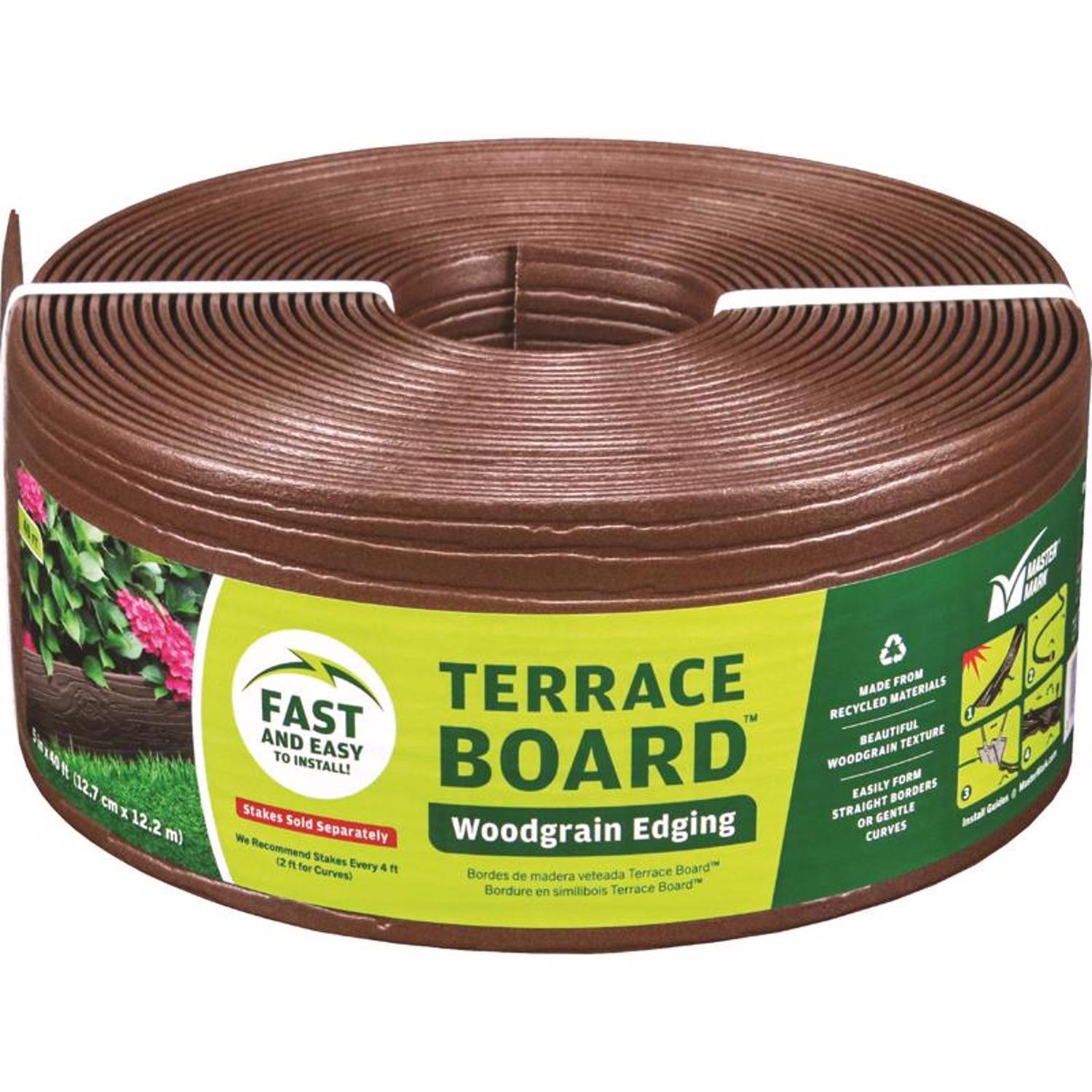 Master Mark Terrace Board 40 ft. L X 4 in. H Plastic Brown Lawn