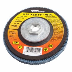 Forney 4-1/2 in. D X 5/8-11 in. Zirconia High Density Jumbo Flap Disc 80 Grit 1 pc