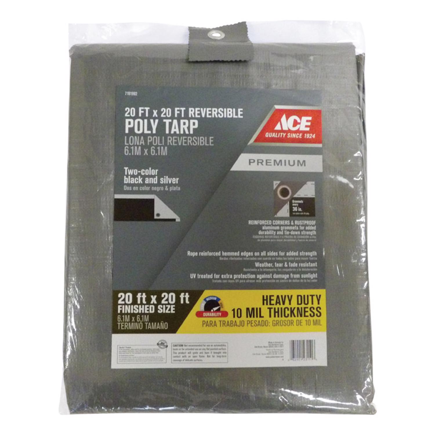 Ace 16 ft. W X 20 ft. L Heavy Duty Polyethylene Tarp Black/Silver
