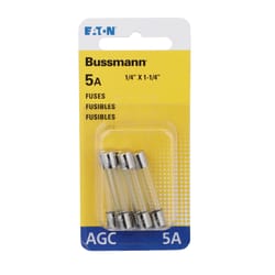 Bussmann 5 amps AGC Clear Glass Tube Fuse 5 pk