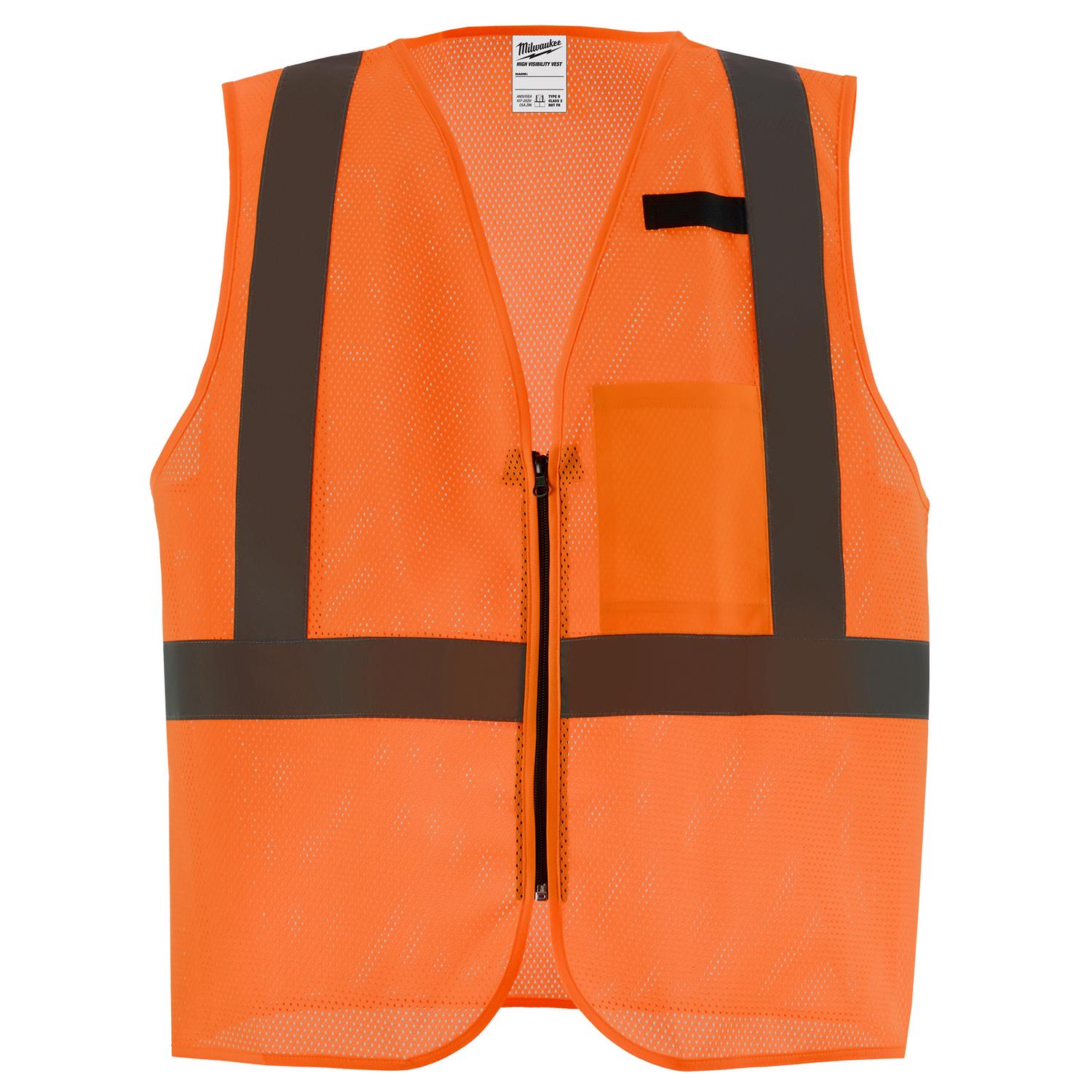 Milwaukee Mesh One Pocket Safety Vest Class 2 High Visibility Orange Size Small/Medium (CSA) - 48-73-2255