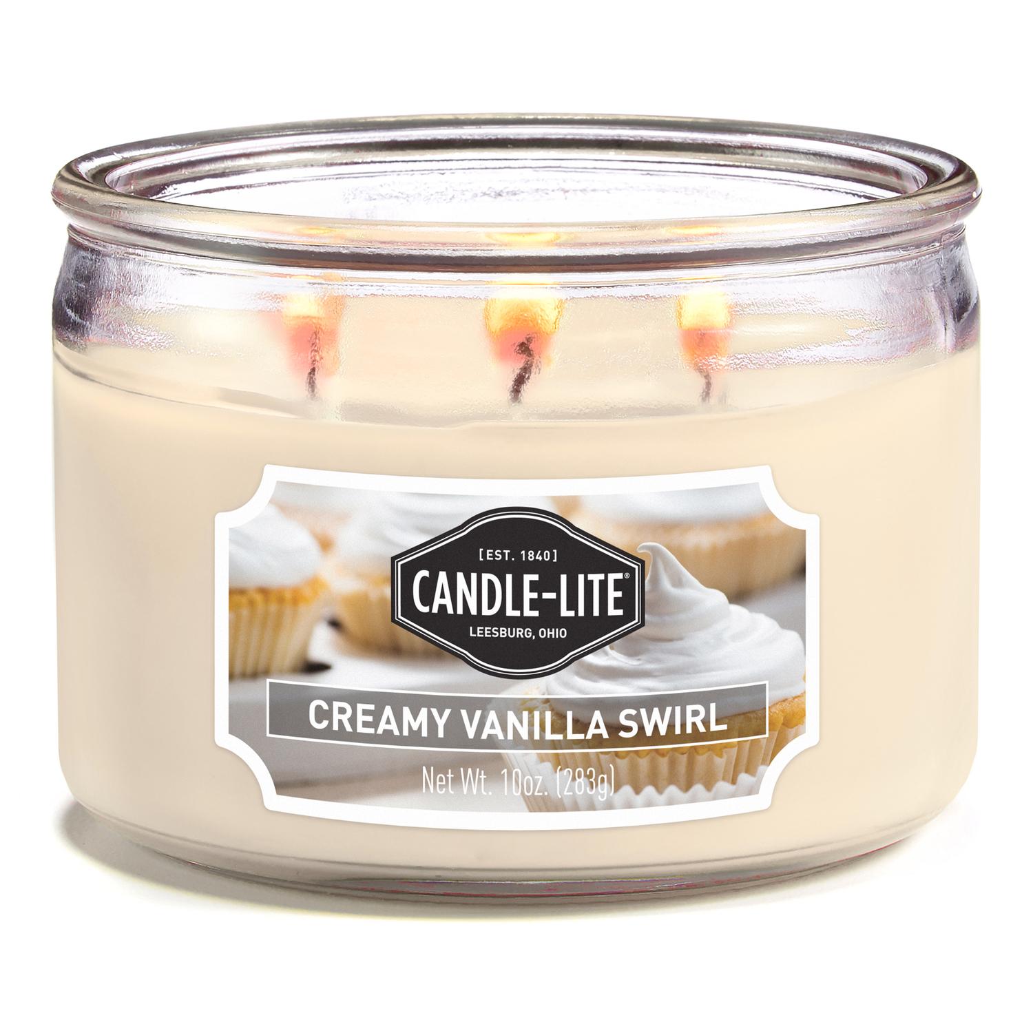 Candle-Lite White Creamy Vanilla Swirl Scent Candle 10 oz Mfr
