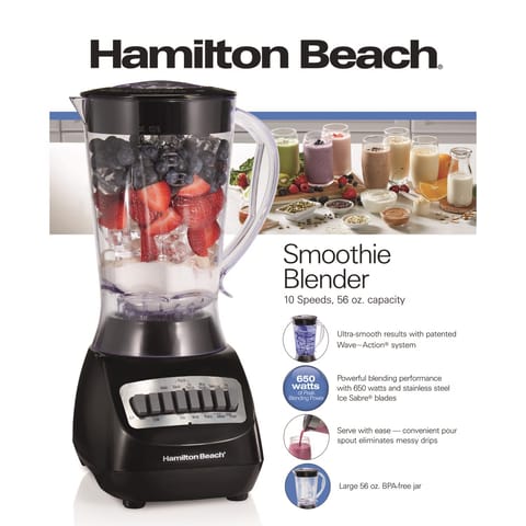 Hamilton Beach Black Metal/Plastic Blender 56 oz 10 speed Mfr