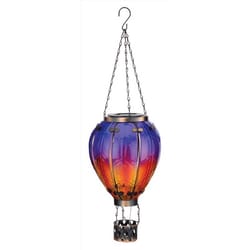 Regal Art & Gift 23.5 in. Solar Power Glass/Metal Hot Air Balloon Purple Lantern