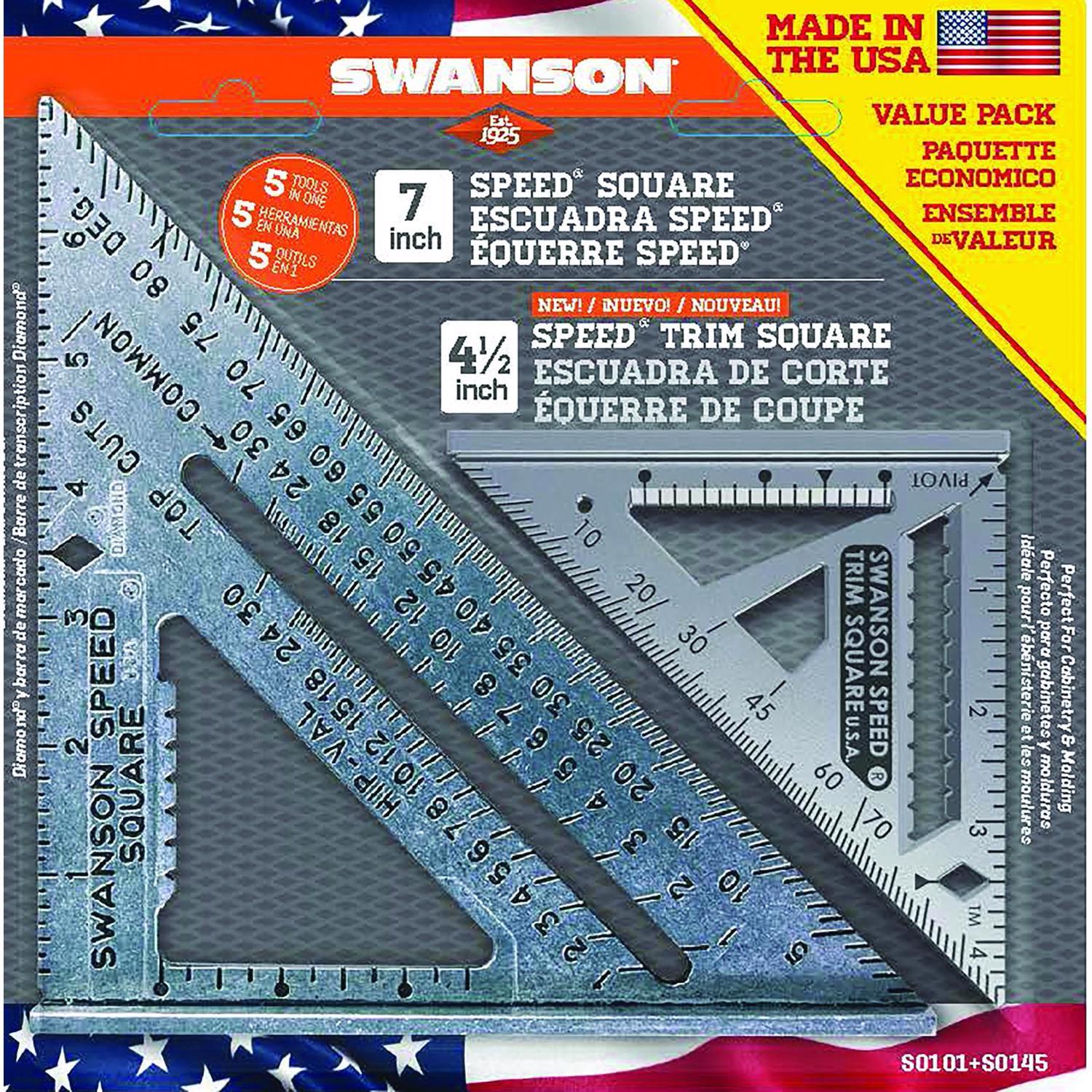 Swanson 7.25 in. L X 1 in. H Aluminum Speed Square Mfr# S0101S0145