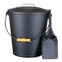 US Stove Black Satin Steel Ash Container and Shovel Set