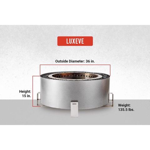 Specification sheet for the Breeo Luxeve fire pit.