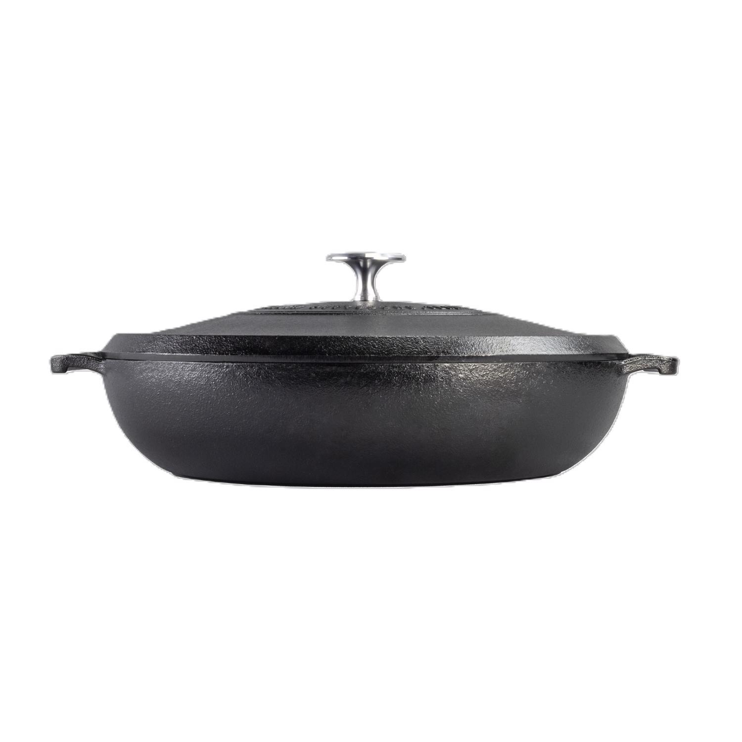 Lodge Blacklock Cast Iron Braiser With Lid - Thumbnail 3