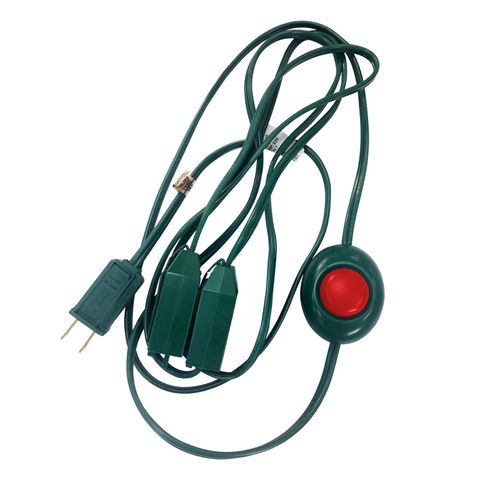 15 Ft Green Extension Cord For Christmas Tree – 9 Outlets With Foot Switch, UL Listed Indoor, Spare Fuse Included, 18AWG, 125V/5A (Green)