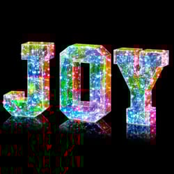 Luxe Light Decor Multicolored Iridescent Joy Letter Table Decor