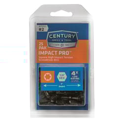 Century Drill & Tool Impact Pro Square #2 X 1 in. L Screwdriver Bit Heat-Treated Steel 25 pc