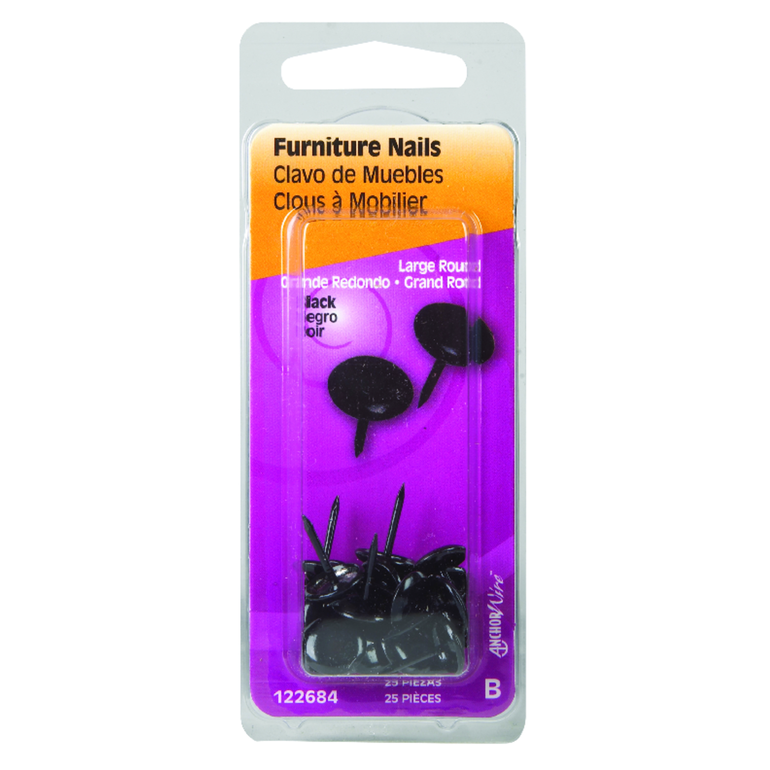 Hillman 122689 Brown Round Head Furniture Nails – 25-Pack, Decorative Upholstery Tacks For Fabric & Vinyl