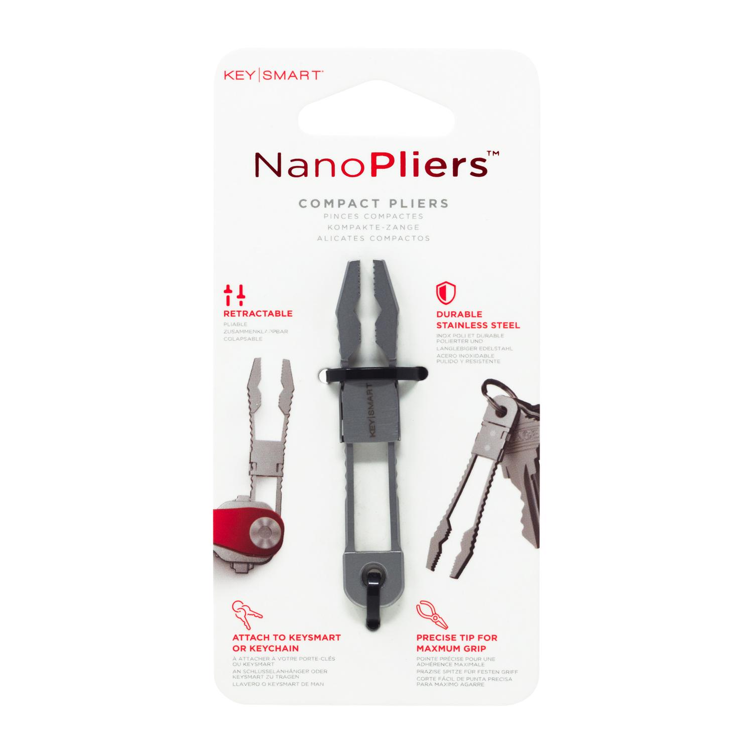 KeySmart Nano Pliers Stainless Steel Silver Compact Pliers Key Tool