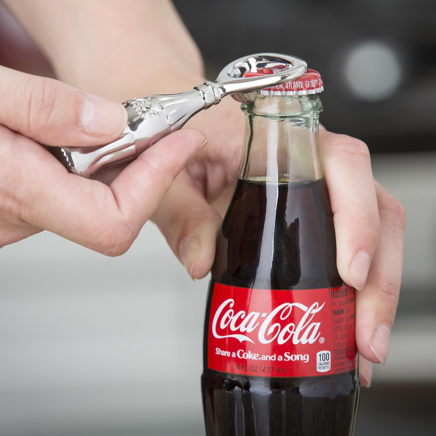 TableCraft Coca-Cola Chrome Silver Metal Manual Bottle Opener Mfr