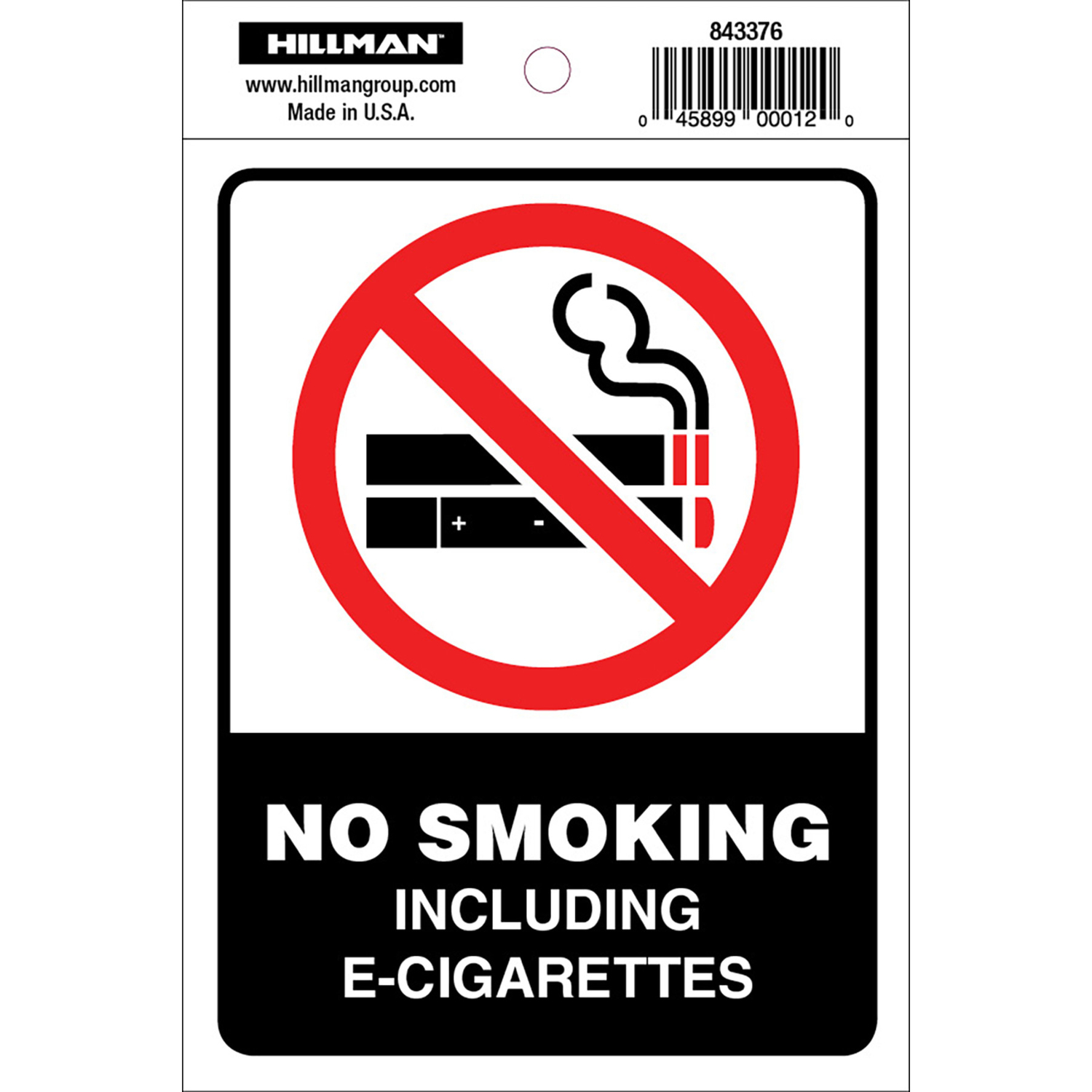 HILLMAN English White No Smoking Decal 4 in. H X 6 in. W Mfr