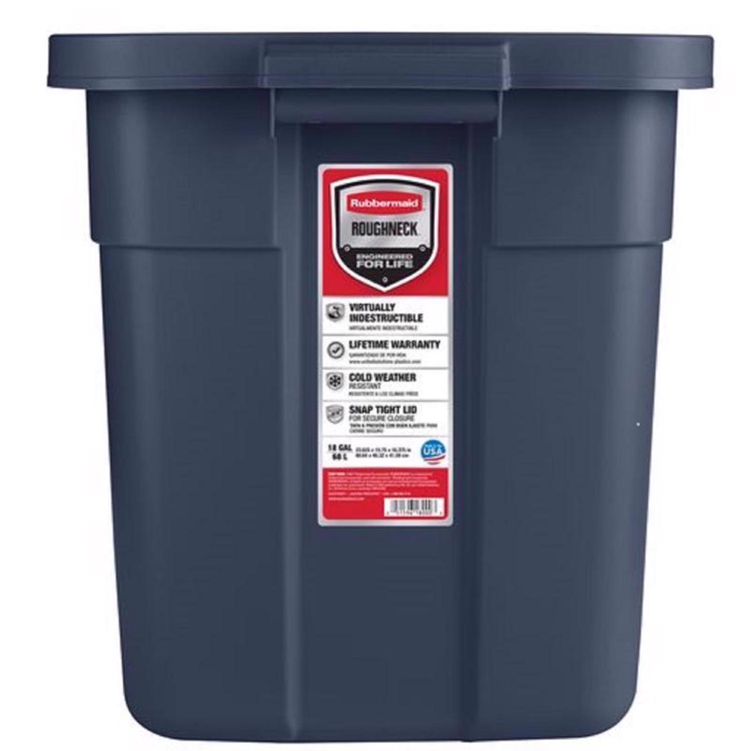Rubbermaid Roughneck 18 gal Navy Storage Box 16.375 in. H X 15.875