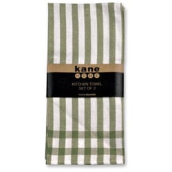 Kane Home Olive/White Cotton Striped Kitchen Towel 3 pk