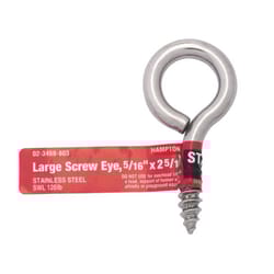 Hampton 9/32 in. D X 2-5/16 in. L Polished Stainless Steel Screw Eye 120 lb. cap. 1 pk