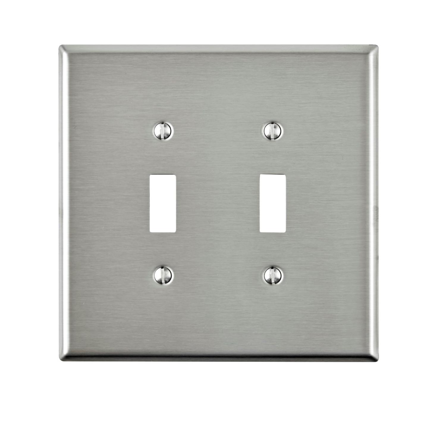 Photos - Socket Leviton Silver 2 gang Stainless Steel Toggle Oversized Wall Plate 1 pk 84109-040 