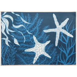 Olivia's Home 22 in. W X 32 in. L Multicolored Starfish on Indigo Polyester Accent Rug