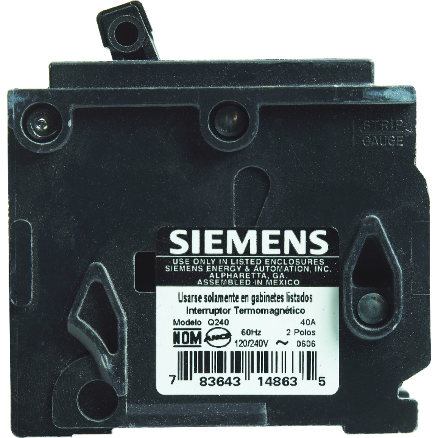 Miniature Circuit Breaker, Q Series, 40A, 2 Pole, 120/240V AC, 10kA at 120V AC