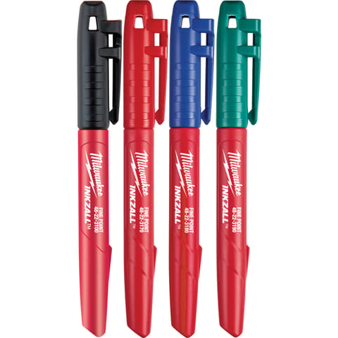 Milwaukee INKZALL Assorted Fine Tip Jobsite Marker 4 pk Mfr# 48-22