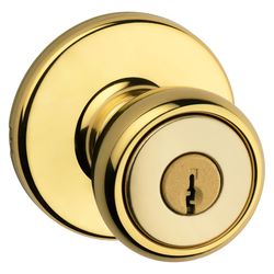 Kwikset Tylo Traditional Polished Brass Entry Door Knob 1-3/4 in.