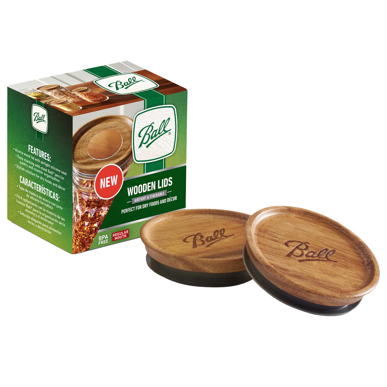 Ball 2141327 Lid for Ball Regular Mouth Jars - Acacia Wood, Brown