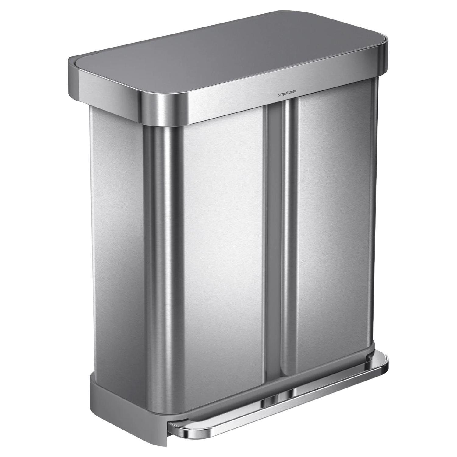 Simplehuman 58 L Metallic Silver Plastic/Stainless Steel Dual