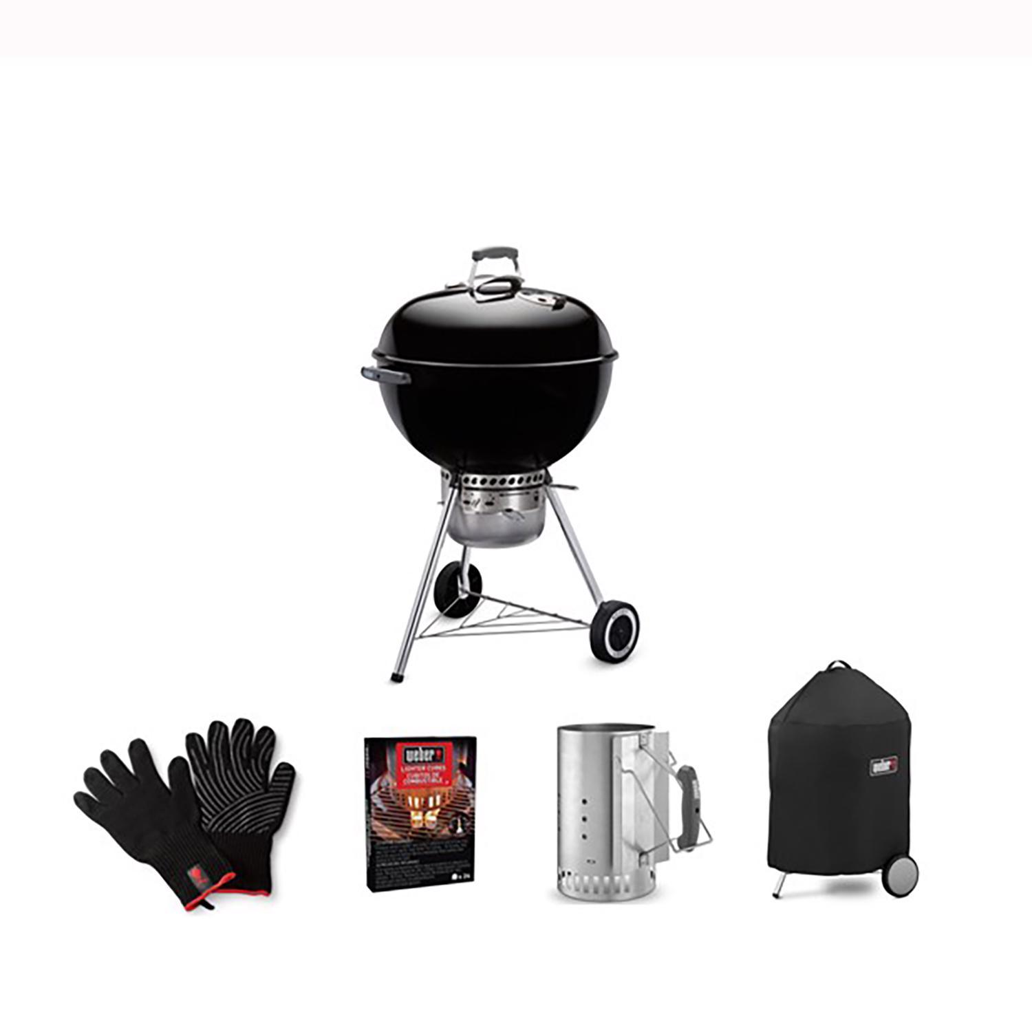 Weber 22" Original Kettle Premium Charcoal Grill Bundle: Grill, Cover, Gloves, Charcoal, Starter