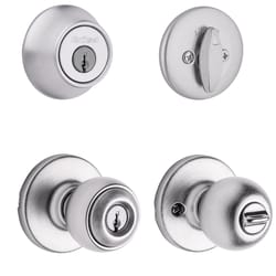 Kwikset Tylo Satin Chrome Deadbolt and Entry Door Knob 1-3/4 in.
