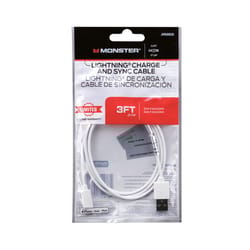 Monster Just Hook It Up Lightning to USB Charge and Sync Cable 3 ft. White