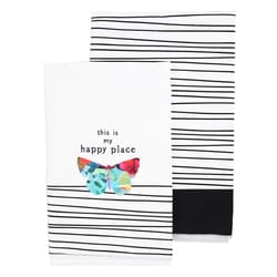 Pavilion Celebrating You White/Black Polyester Microfiber Butterfly Tea Towel 2 pk