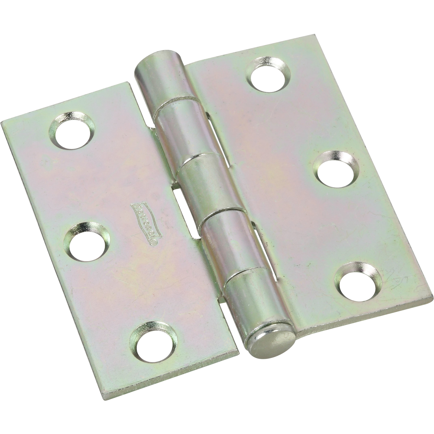 Broad Hinge, 2-1/2 in W Frame Leaf, 0.077 in Thick Frame Leaf, Steel, Zinc, Mortise, 43 lb, 2PK