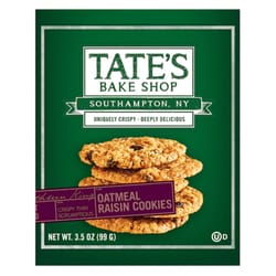 Tate's Bake Shop Oatmeal Raisin Cookies 3.5 oz Bagged