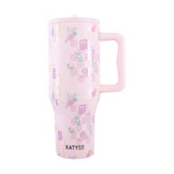 Katydid 40 oz Light Pink BPA Free Mahjong Tumbler with Straw Lid