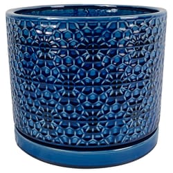 Border Concepts 7.25 in. H X 6.25 in. W X 12 in. D Ceramic Amelia Planter Blue