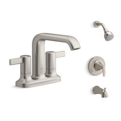 Sterling Agosti Modern 4 inch Centerset Brushed Nickel Faucet with Tub Shower Faucet