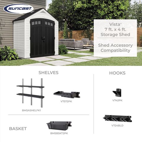 Suncast Vista 7 ft. x 4 ft. Resin Standard Modern Storage Shed