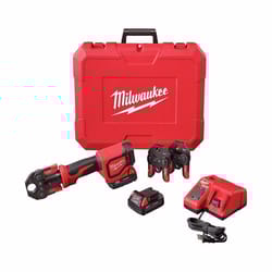 Milwaukee M18 Short Throw Press w/ 3 PEX Crimp Jaws 1 in. Press Tool Kit Red