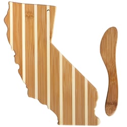 Totally Bamboo 9 in. L X 11 in. W X 1 in. Bamboo Striped California Cutting Board with Spreader