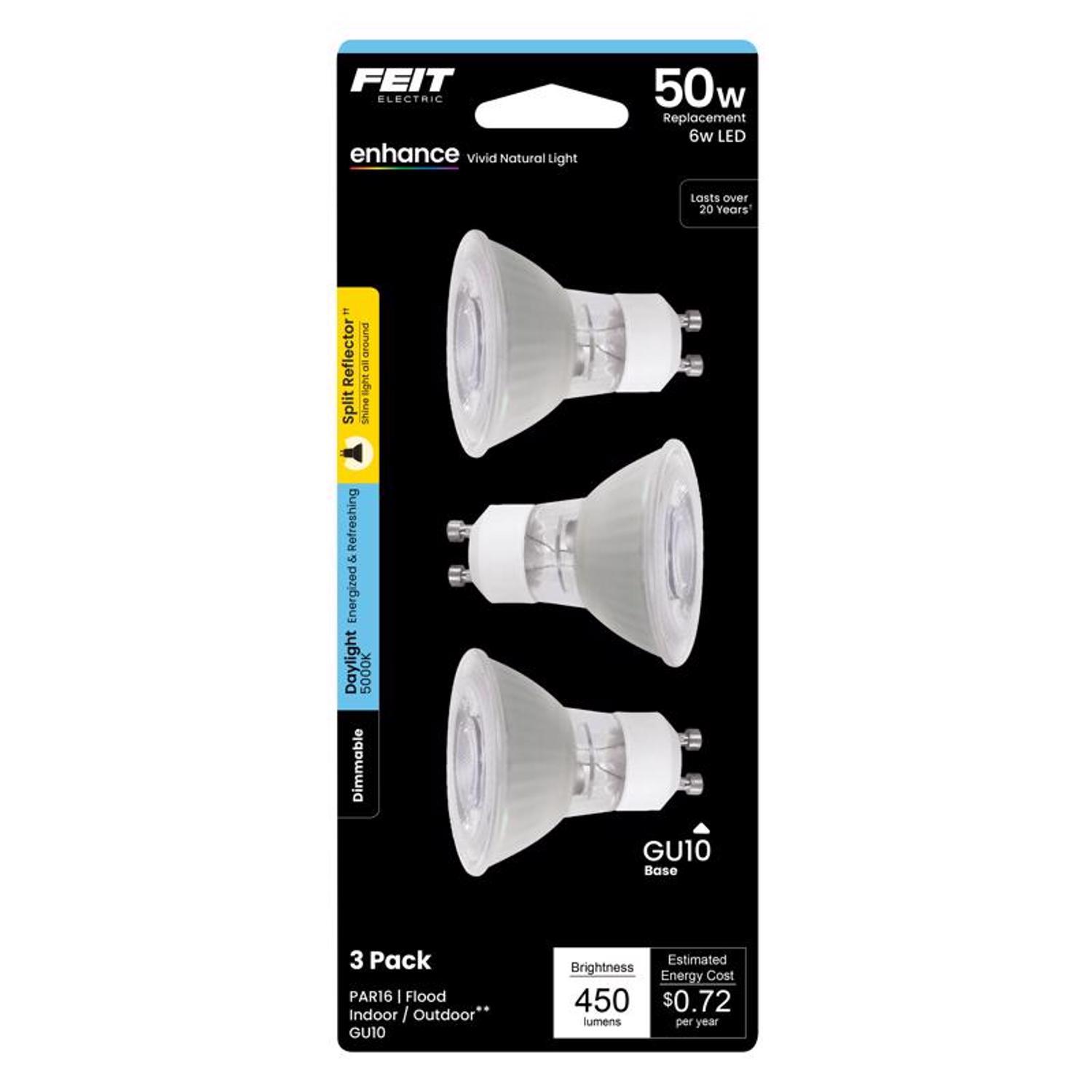 Photos - Light Bulb Enhance Feit  MR16 GU10 LED Bulb Daylight 50 Watt Equivalence 3 pk BPMR16FGU59503 