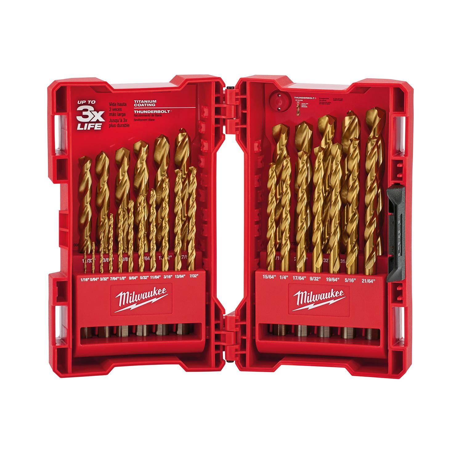 Photos - Drill Bit Milwaukee Thunderbolt Assorted High Carbon Steel  Set 3-Flat Shank 29 pc 48-89-0012 