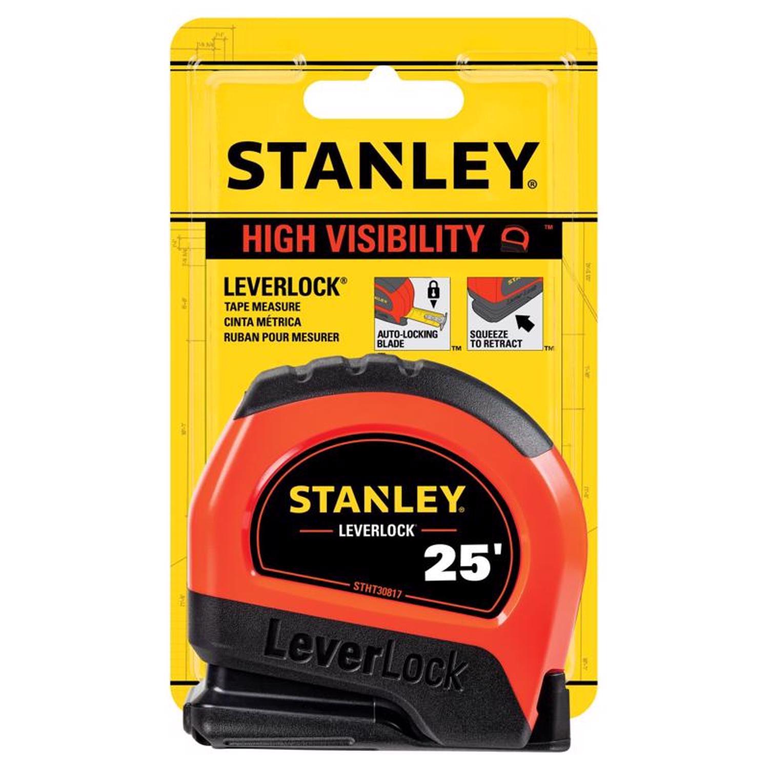 STANLEY LeverLock 25 ft. L X 1 in. W Compact Tape Measure 1 pk Mfr