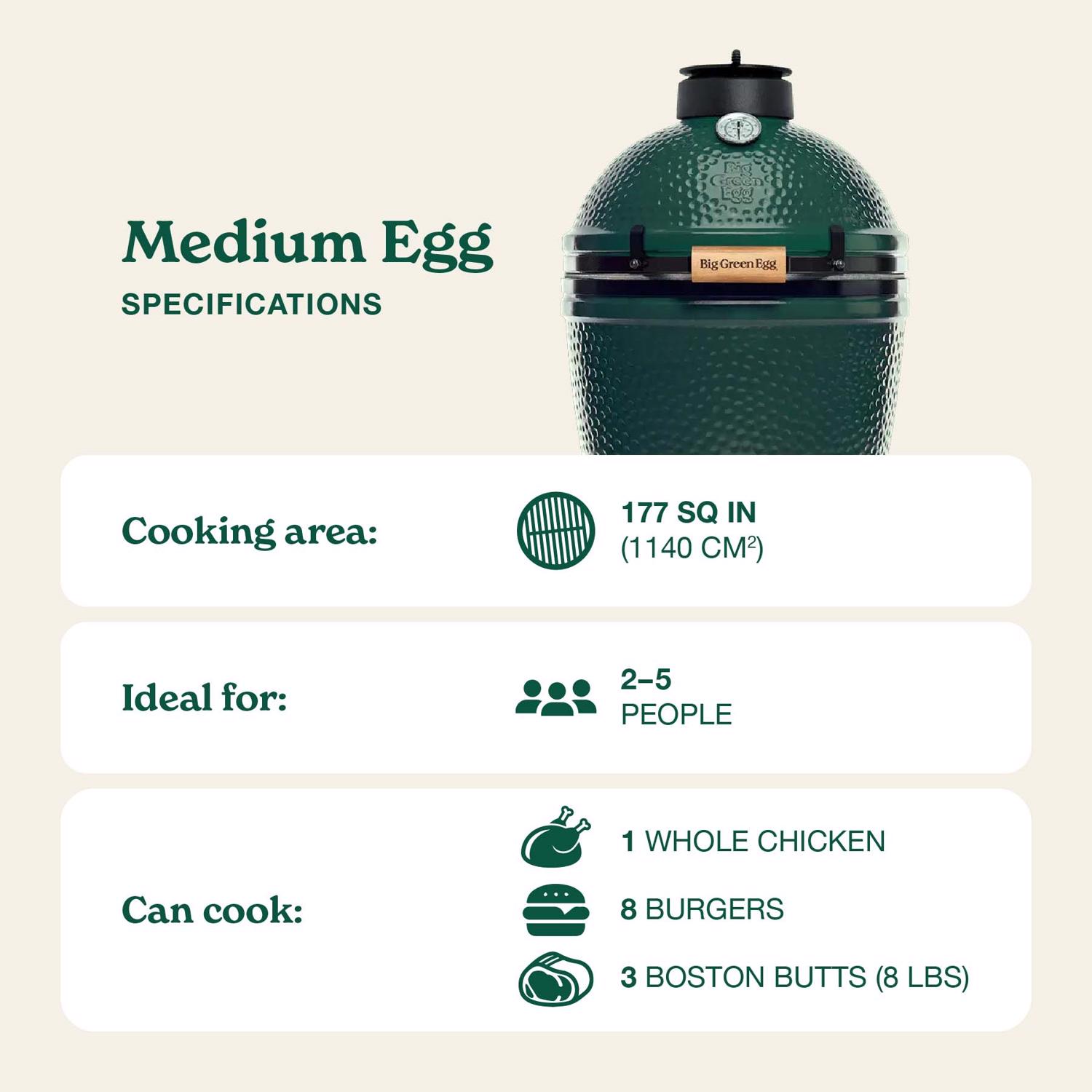 Big Green Egg 15 in. Medium EGG Package with Nest/Handler Charcoal
