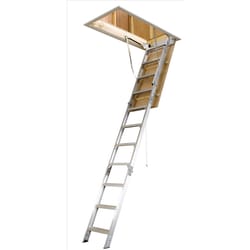 Werner 8 To 10 ft. Ceiling 25 in. x 54 in. Aluminum Attic Ladder Type IAA 375 lb. cap.