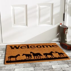 Home & More 1.42 ft. W X 2.42 ft. L Multi-color Horses Welcome Coir Door Mat