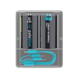 Pale Blue Lithium Ion D 1.5 V Rechargeable Battery PB-D-2 2 pk