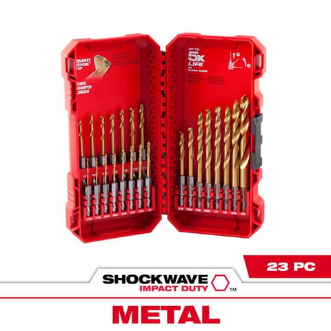 Milwaukee Shockwave Assorted Titanium Red Helix Drill Bit Set Hex